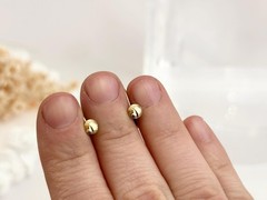 Prehnite Gemstone Accented Oval 12k Gold Filled Stud Screw Back Vintage Earrings