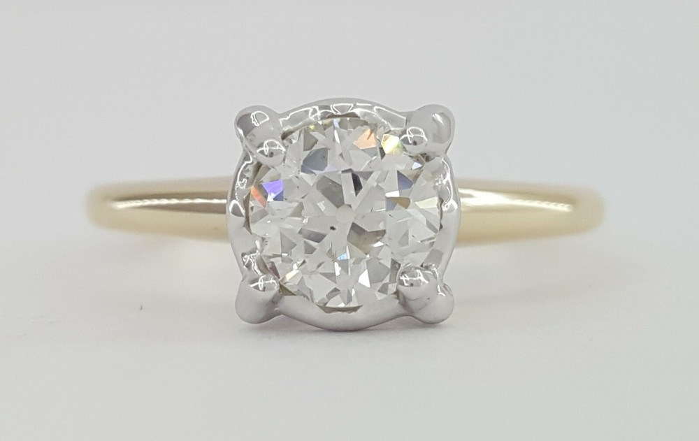 Antique Art Deco 14k Old European Solitaire Diamond Engagement Ring 0.78 ct GIA
