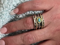 Anthropologie Boho Spinner Ring with Turquoise Stone – Wide Band Size 7.5