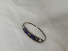 Silver Oval Hinge Clasp Sterling Stamped Made In Mexico Bracelet Inlay Abalone