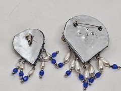 Vintage MCM Mid Century Blue Rhinestone Dangling Teardrop Brooch Pin & Pendant