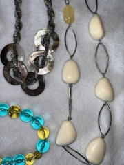 Lot of 5 Vintage Adjustable Necklaces Glass, Metal & Plastic Beads (J) (58)