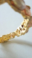Vintage LES BERNARD INC Rare Clamper Bracelet Faux Baroque Pearl Gold Tone