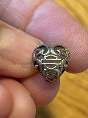 Vintage Harley-Davidson 925 Silver And Rose Quartz Post Heart Earrings