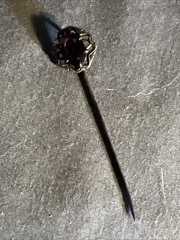 Antique Signed S&W Sturtevant Whiting Art Nouveau Filigree Amethyst Stick Pin