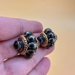 Vintage Earrings Curved Huggie Silver Gold Tone 1990s Runway Etruscan Style