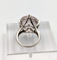 Sterling Silver 925 Checkerboard Cut Pink Chalcedony Clear Topaz Ring Sz 6