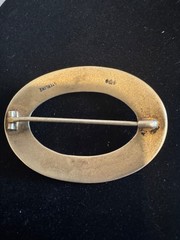 Vintage N.M. Thune Norway Sterling Silver Gold Wash Modernist Oval Brooch Pin Si