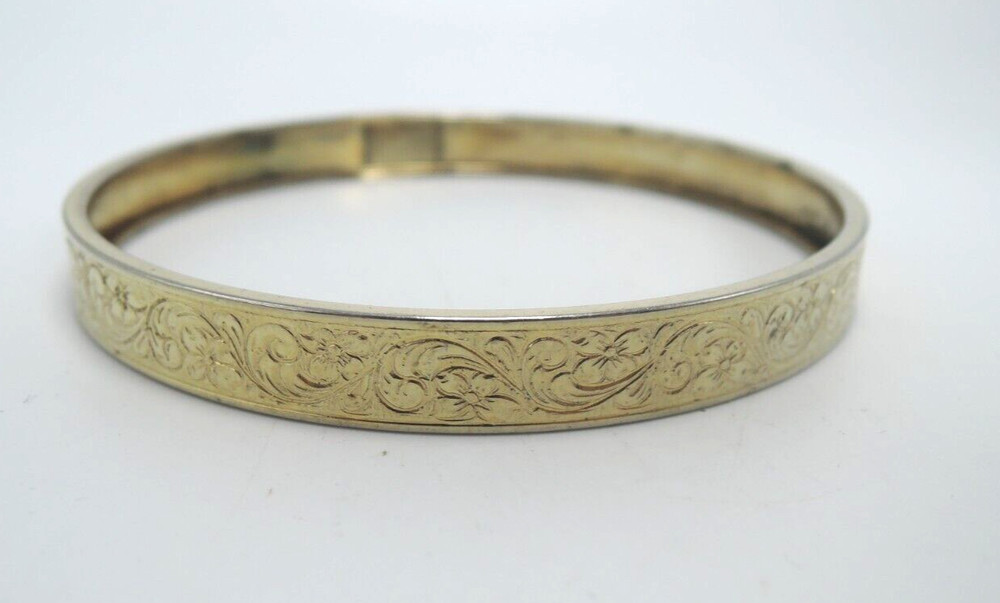 Gold Tone Etched Bangle Bracelet, 1970-’80s