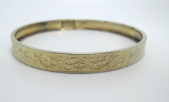 Gold Tone Etched Bangle Bracelet, 1970-’80s