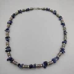 Sodalite Blue Genuine Stone Bead Necklace 18″ Vintage Estate Boho Chic Healing