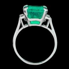 Art Deco Antique 5.30Ct Natural Emerald Vintage Wedding Ring 925 Sterling Silver