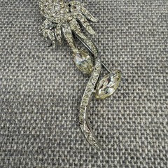 Vintage Ledo Polcini Brooch Pave Coneflower Clear Rhinestones 3 Inches Signed