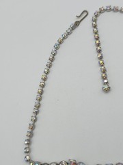 VTG Aurora Borealis Rhinestone Bib Necklace Multi Tier Choker Statement