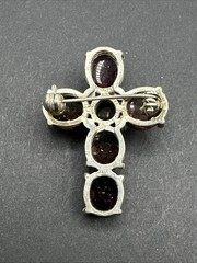 Purple Rhinestone Cross Brooch J42