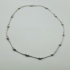 Sterling Oval Bead Stations Necklace From Italy 18” Vintage KC