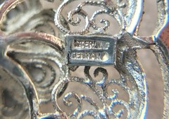 Vintage Sterling 925 German Filigree Flower Brooch 1.25 Inch 4.81gr