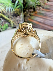 Ladies ESTATE 14k Yellow Gold NATURAL Diamond / Smokey Topaz COCKTAIL Ring