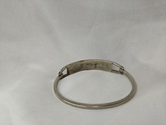 Silver Oval Hinge Clasp Sterling Stamped Made In Mexico Bracelet Inlay Abalone
