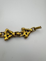Vintage Rhinestone Bracelet Orange Opalite Link Mid Century MCM READ