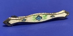 Vintage Art Deco Petite 1.2” Guilloche Enamel Brooch Delicate Lightweight Beauty