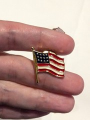 Vintage Patriotic Flag Heart USA Brooch Lot Of 4 Rhinestones Enameled 1980s