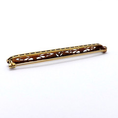 Art Deco Krementz 14K Gold Platinum Top Natural Diamond Tie Bar Brooch Pin 3gr
