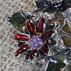 Vintage Enamel Bouquet Of Flowers Brooch Silver Tone Mid-century No Brand