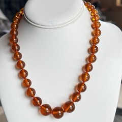 Vtg Beautiful Baltic Balls AMBER Beads Knotted Honey Color Necklace 36g