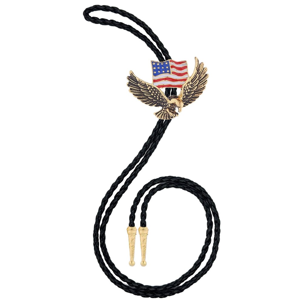 Hlympony Vintage Bolo Tie For Men Western Cowboy Cowgirl Rodeo American Flag