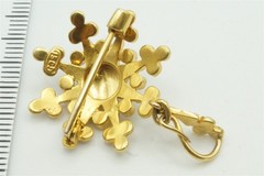 ANTIQUE ENGLISH VICTORIAN 15K GOLD PEARL SNOWFLAKE STAR BROOCH / PENDANT