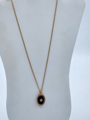 Vintage 1983 AVON Victorian Reversible Pendant Necklace Faux Black Onyx 20″