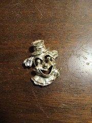 Vintage Creepy Clown Sterling Silver Pendant 6G
