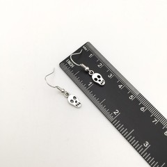 Silver Tone Costume Dainty Skull Hook Dangle Earrings #24