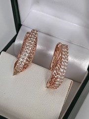 Vintage 1990-s 14 Ct Rolled Gold Zircons Earrings-Hallmarked 585 RG