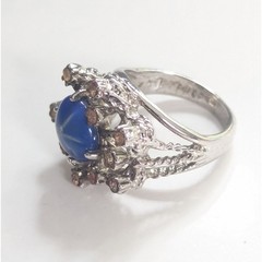 Vintage Estate 18k White Gold HGE Uncas Ring Star Rhinestone Ring