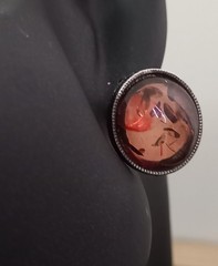 Vintage Baltic Amber Stud Earrings Cognac Sun Spangles Open Back Silver Tone