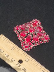 Vtg Red Rhinestone Brooch Possibly by D&E / Juliana