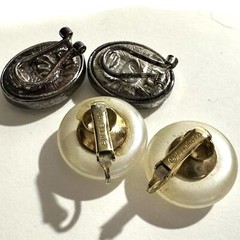 Vintage Clip On Earrings Variety 8 Pr Marvella Liz Claiborne Green White Silver