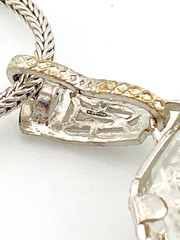 Vintage Camphor Glass Genuine Diamond Pendant Necklace Rhodium Plated Floral