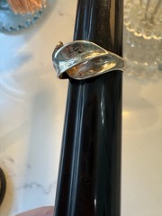 Modernist Sterling Silver 925 Cellini Domed Abstract Twist Wave Ring Size 7.75