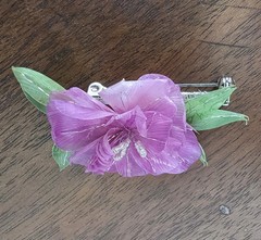 Vintage Authentic Portuguese FISH SCALE FLOWER Brooch Pin Santo Amaro Pico EUC