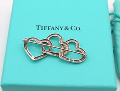 Vintage Tiffany & Co. Triple Heart Sterling Silver 925 Pin Brooch 1984 5.87g