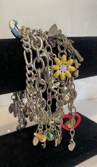 Vintage Charm Bracelets 5pc Layered Collection Silver Tone Chains 100+ grams