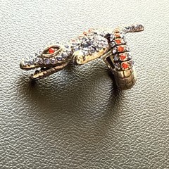 Vintage Blue/Orange FL Crocodile Alligator Rhinestone Adjustable Statement Ring