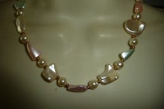 AF#7/6X vtg NECKLACE 8″L BRACELET 6″ L SET FAUX PEARLS POWDER BLUE PINK WHITE