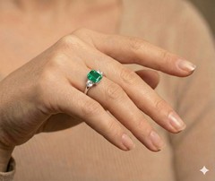 Vintage 14k White Gold Engagement Ring 1.24ct. Natural Green Emerald