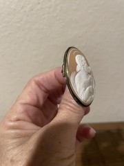 Antique Hand Carved Shell Cameo Brooch c.1920 Art Deco 10k Jesus