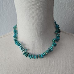 Vintage Sterling Silver Clasp Turquoise Beads Choker Necklace 16.5’L