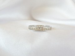 Vintage Sterling Silver 925 Diamonique CZ DQ Channel Set Eternity Ring Size 10